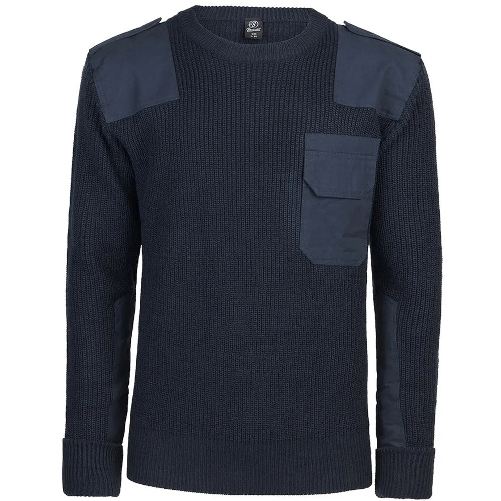 Maglione pullover Gomiti rinforzati Spalle rinforzate militare uomo invernale L blu